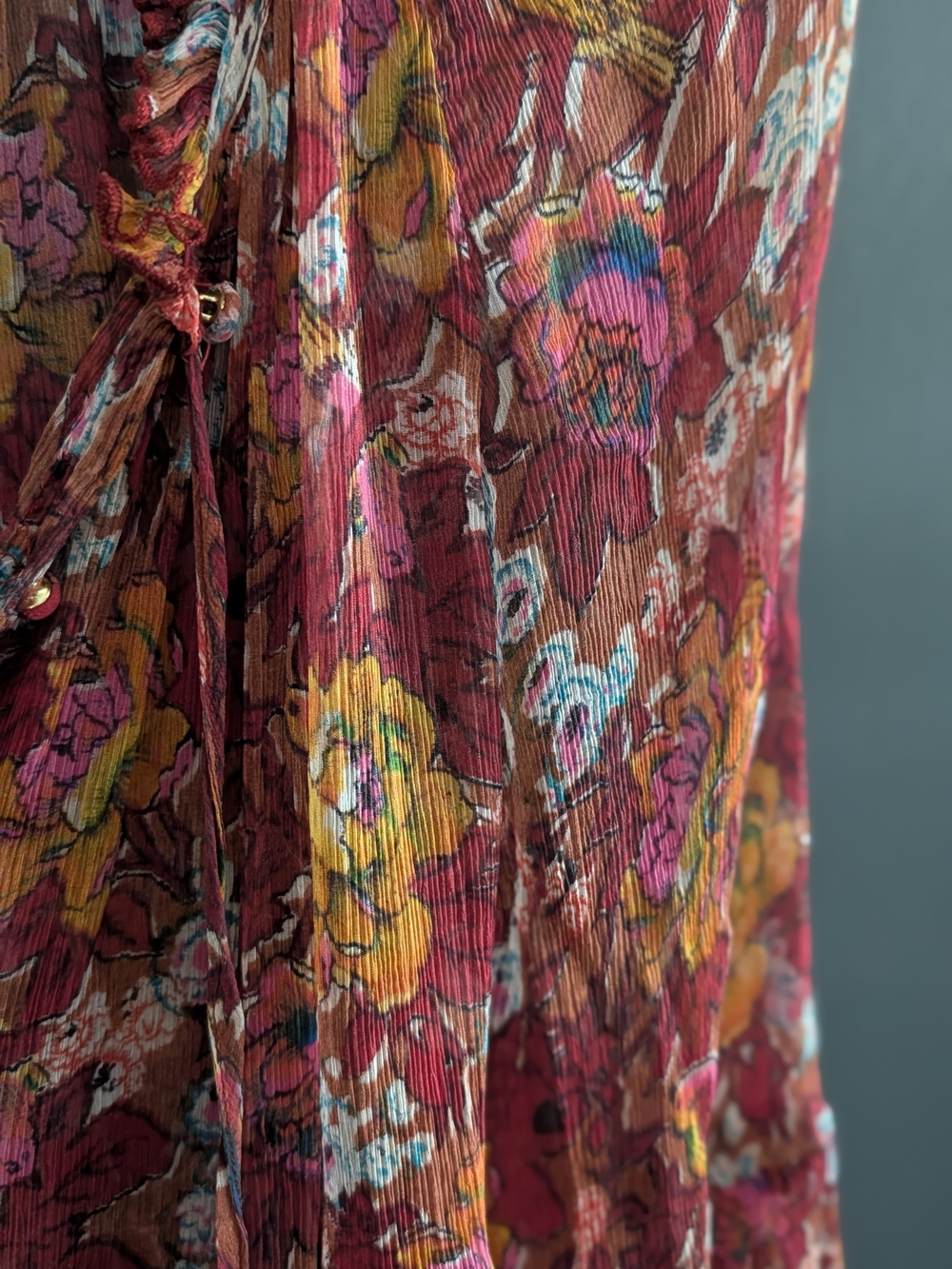 Johnny Was Daisy Floral Mini Dress in Burgundy, Mustard & Pink Size S - Picture 10 of 10